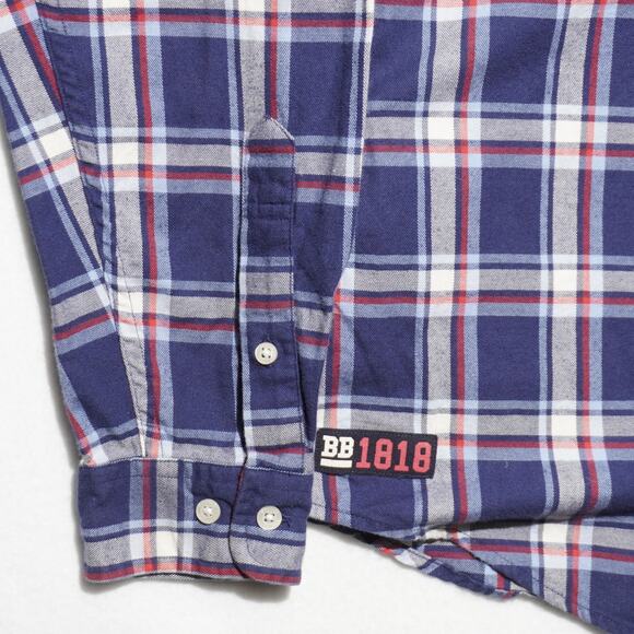 Brooks Brothers Red Fleece Plaid Flannel Shirt Youth Large Blue Cotton Button Up - Picture 3 of 9